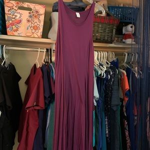 Long plum dress.